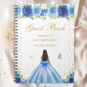 Livre d'or Blue Floral Dark Skin Princess