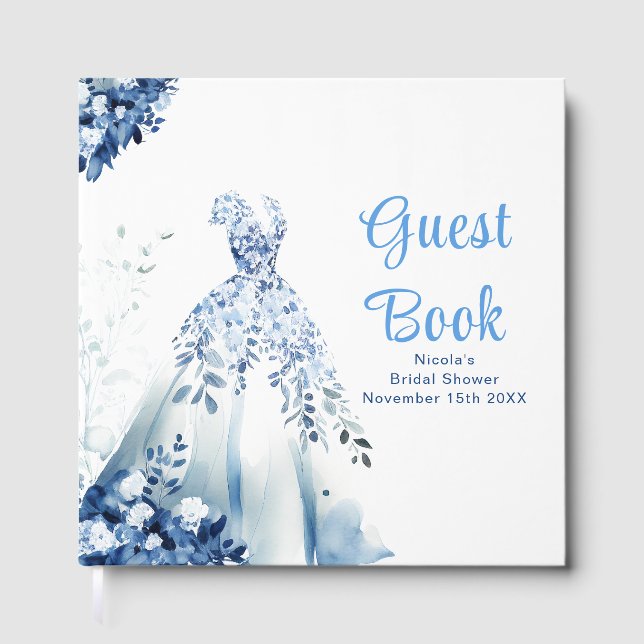 Livre D'or Blue Floral Dress Bridal Shower  (Recto)