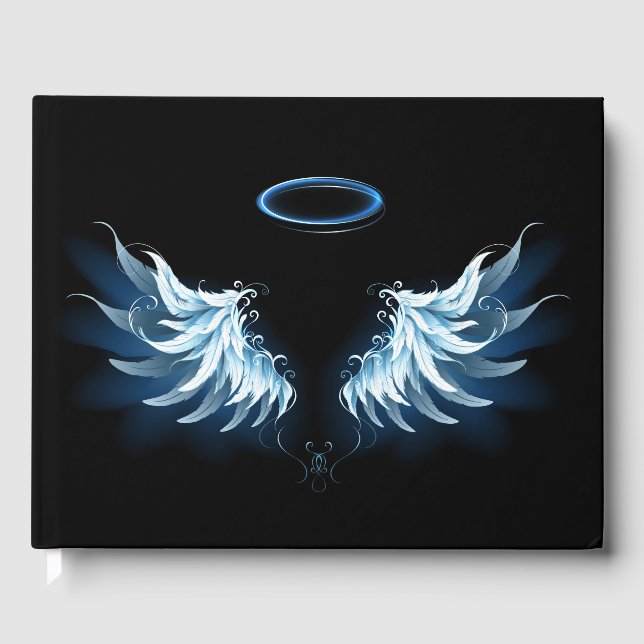 Livre D'or Blue Glowing Angel Wings on black background (Recto)