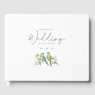 Livre D'or Blue Green Birds Botanical Watercolor Mariage