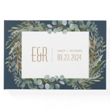 Blue Green Eucalyptus Frame Gold sur blanc