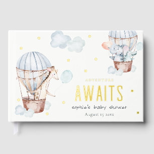 Livre D'or Blue Hot Air Balloon Safari Animaux Baby shower