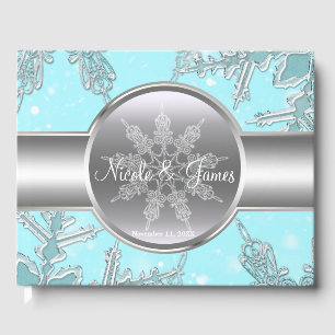 Livre D'or Blue Silver Snowflakes Winter Wonderland