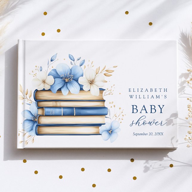 Livre D'or Blue Storybook Baby Shower Guest Book (Créateur téléchargé)
