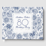 Livre D'or Blue Vintage 80th Birthday Party Guest Book<br><div class="desc">Belle et Liberty hippie vintage bleu motif floral sur arrière - plan pâle. Livre d'or du 80e anniversaire, sophistiqué et féminin, avec des textes personnalisables sur des carrés blancs et transparents. Vous pouvez facilement modifier des textes (police, taille, couleur et position) et des formes (taille et position). Produits correspondants pour...</div>