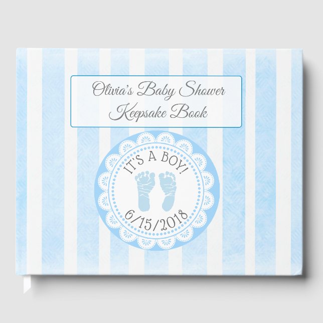 Livre D'or BlueFootprint Baby shower Guestbook Keepsaké (Recto)