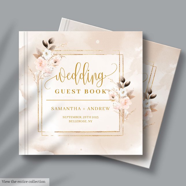 Livre D'or Blush Boho Fall Floral Mariage Invité Réserver S'i (Blush Boho Fall Floral Wedding Guest Book Sign-In)