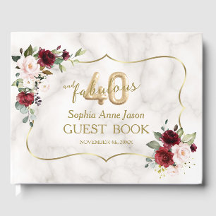 Livre D'or Blush Bourgogne Floral Gold 40 & Fabuleux Annivers