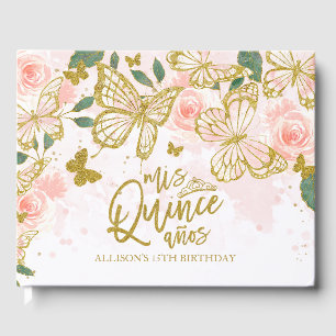 Livre D'or Blush Floral Papillon Quinceanera