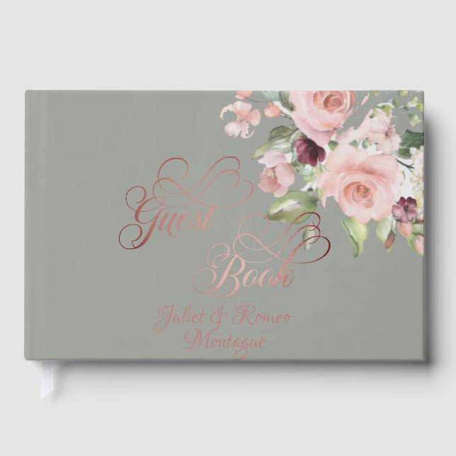 Livre D'or Blush Floral & Wreath - Sage/Rose Gold (Recto)