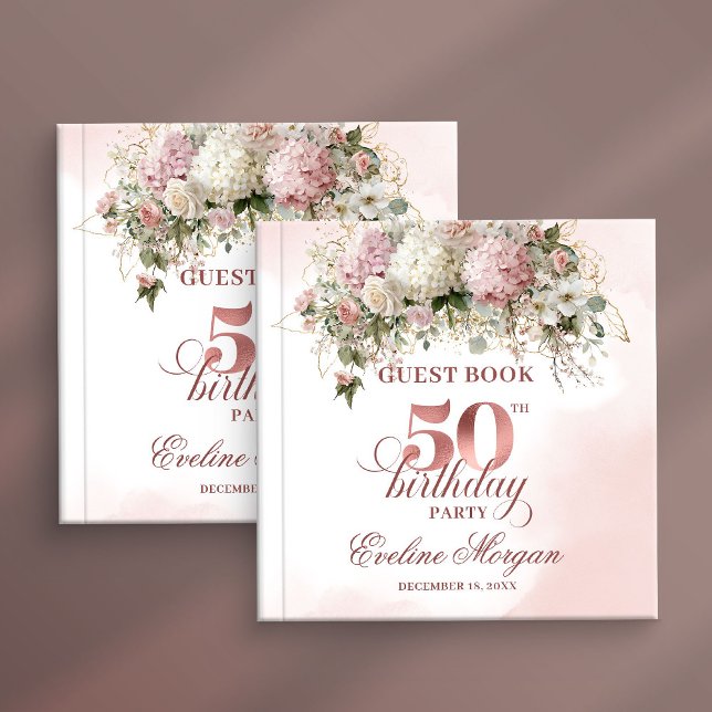 Livre D'or Blush Flowers and Gold 50th Birthday Guestbook (Blush Flowers and Gold 50th Birthday Guestbook)
