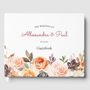 Livre D'or Blush & Peach Floral Rustic