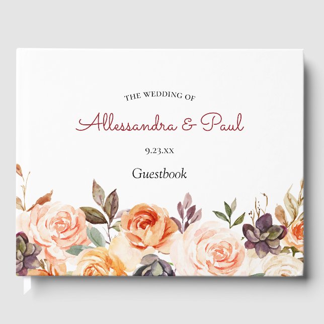 Livre D'or Blush & Peach Floral Rustic (Recto)