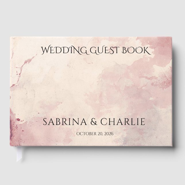 Livre D'or Blush Pink Cherry Blossom Elegant Floral Wedding  (Recto)