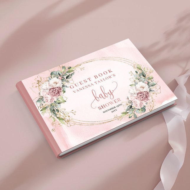 Livre D'or Blush Pink Flowers Eucalyptus Girl Baby Guest Book (Blush Pink Flowers Eucalyptus Girl Baby Guest Book)