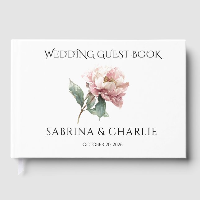 Livre D'or Blush Pink Peony Elegant Floral Wedding (Recto)