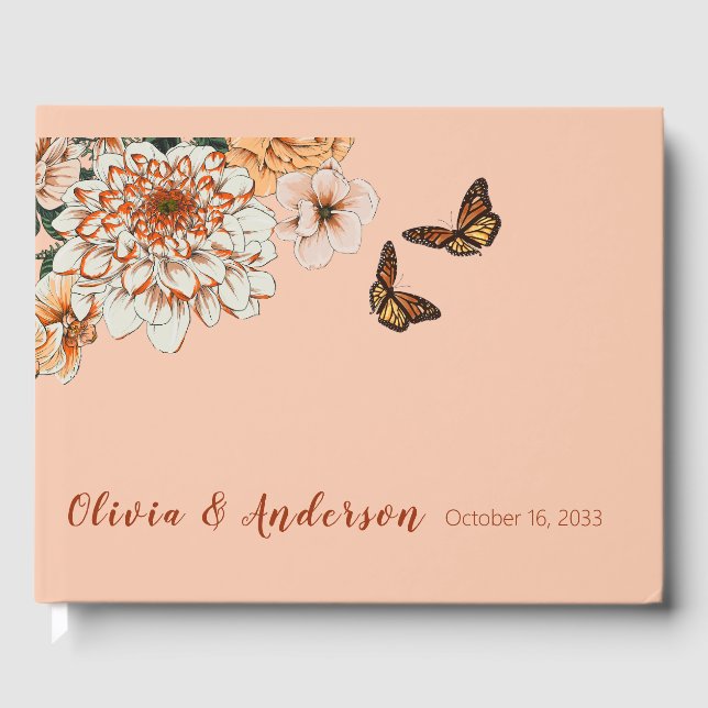 Livre D'or Blush Terracotta Floral Mariage d'automne (Recto)