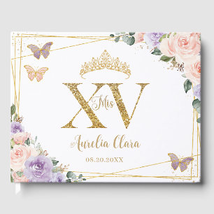 Livre D'or Blush violet Lilac Floral Or Quinceañera XV