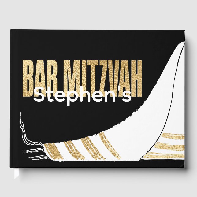Livre D'or BM Bar Mitzvah Elegant Gold Guest Book (Recto)