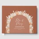 Livre D'or Bohenian boho rouille terracotta mariage m.<br><div class="desc">Boho bohenian moderne rouille terracotta feuille de palmier pampas herbe botanique séchée tendance élégante aquarelle mariage floral m et mme livre d'or. Partie d'une collection mariage.</div>