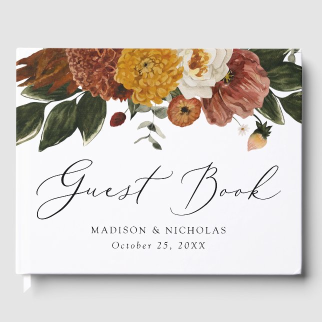 Livre D'or Boho Automne Mariage Floral (Recto)