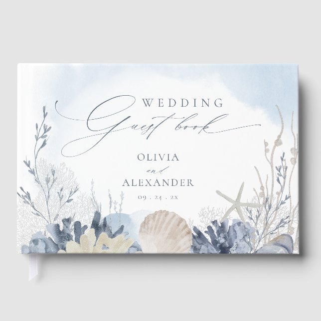 Livre D'or Boho Beach Elegant Romantic Blue Wedding (Recto)
