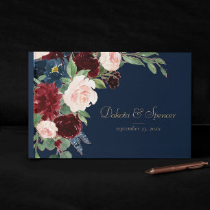 Livre D'or Boho Blooms   Bouquet bleu marine foncé et bordeau