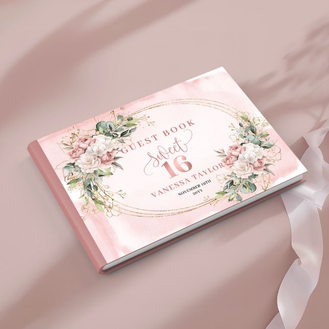 Livre D'or Boho Blush Pink Floral Eucalyptus Sweet Sixteen  (Boho Blush Pink Floral Eucalyptus Sweet Sixteen Guest Book)
