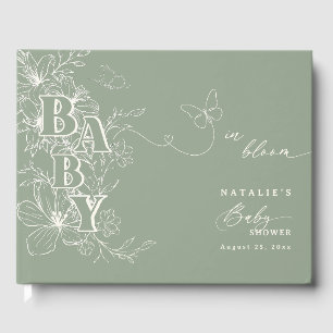 Livre D'or Boho Chic Elegant Sage Green Baby shower Floral