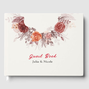 Livre D'or Boho de Bourgogne Rose Floral Pampas Mariage