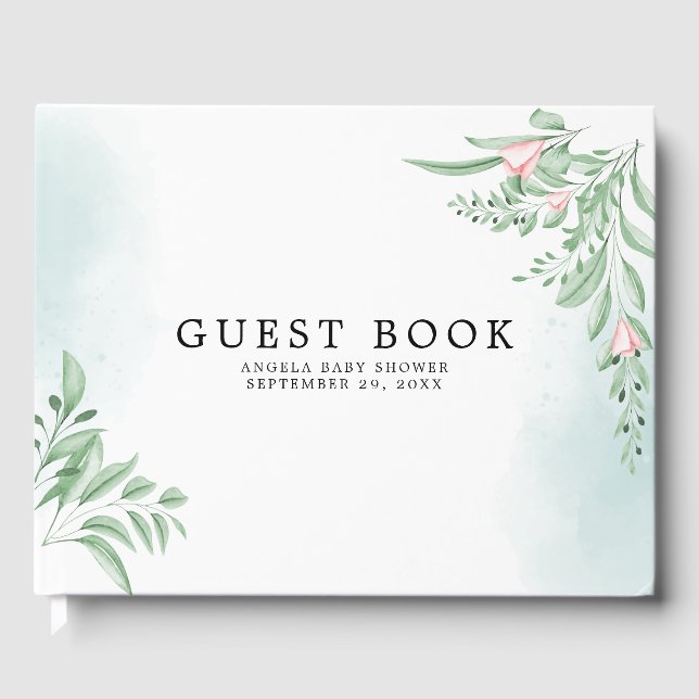 Livre D'or Boho Dusty Blue Eucalyptus ​ baby shower (Recto)
