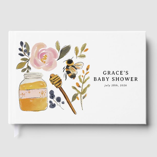 Livre D'or Boho HoneyBee & Wildflower Baby Shower (Recto)