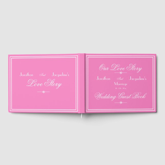 Livre D'or Boho moderne chic Script élégant rose Mariage fill (Complet)