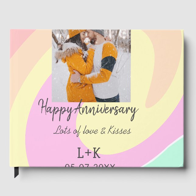 Livre D'or Boho moderne heureux anniversaire ajouter nom date (Recto)