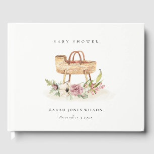 Livre D'or Boho Nursery rose Floral Baby shower Bassinet