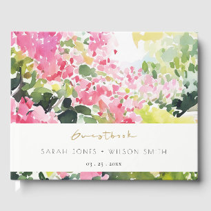 Livre D'or Boho Pink Green Bougainvillea Mariage