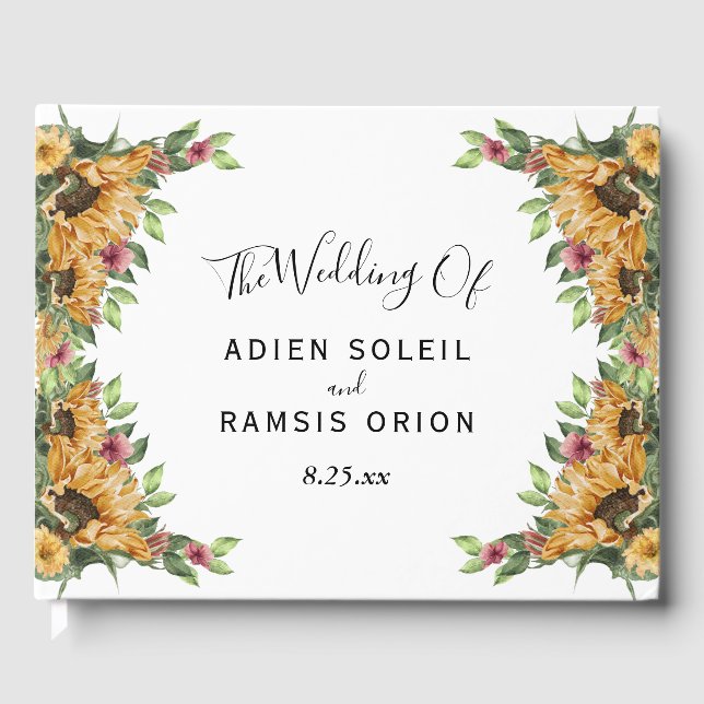 Livre D'or Boho Sunflower Rustique Mariage Fleur sauvage (Recto)