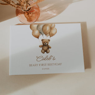 Livre D'or Boho Teddy Bear Beary Première fête d'anniversaire