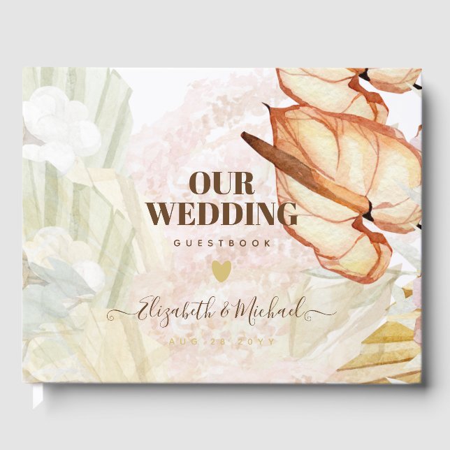 Livre D'or BOHO Tropical Pampas Grass Mariage (Recto)