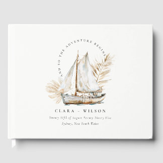 Livre D'or Boho Watercolor Palm Voilier Mariage marin