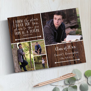 Livre D'or Bois Bible Verse Photo Collage Graduation