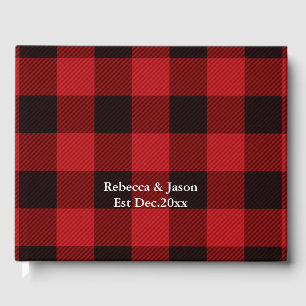 Livre D'or Bois de bois Pays Noël Bison rouge plaid