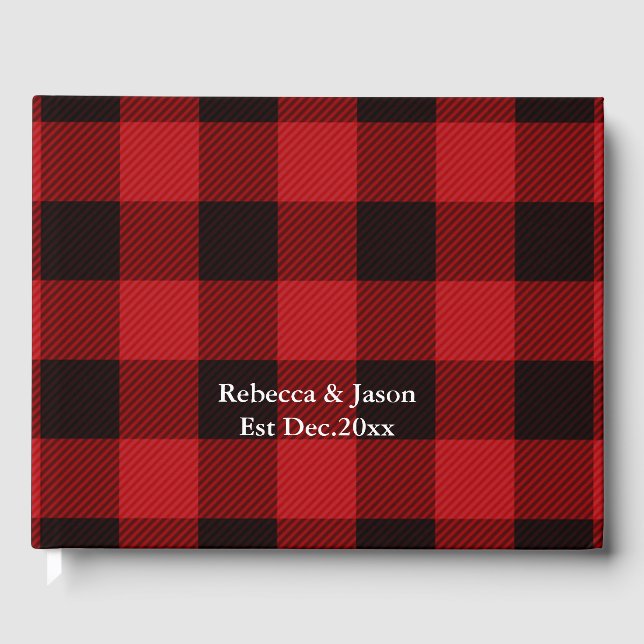 Livre D'or Bois de bois Pays Noël Bison rouge plaid (Recto)