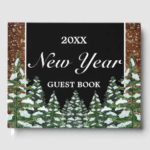 Livre D'or Bois neigeux Noir et neige de la forêt Lac neigeux