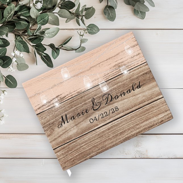 Livre D'or Bois Rose Rustique et Lanternes (Créateur téléchargé)