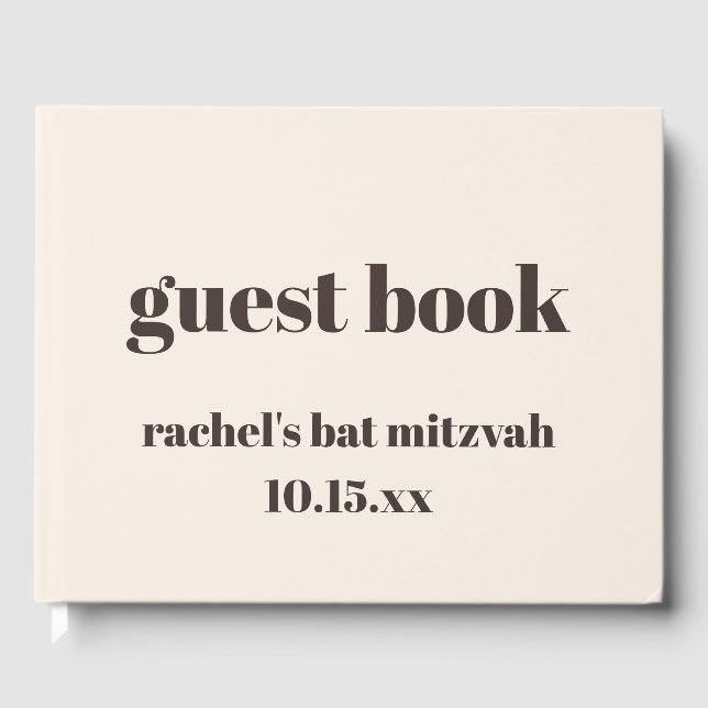 Livre D'or Bold Brown Cream Modern Custom Cute Bat Mitzvah (Recto)