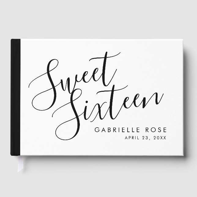 Livre D'or Bold Fun Minimalist Black Stripe Sweet 16 (Recto)