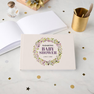 Livre D'or Bonjour Baby Wreath   Baby shower pourpre