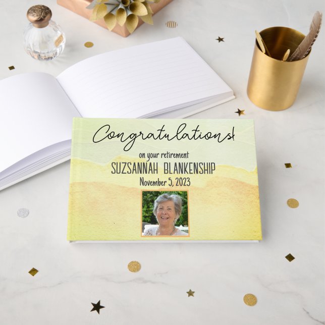 Livre D'or Bonne retraite Pastel Aquarelle personnalisée (Recto ouvert)