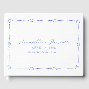 Livre D'or Bordure Coastal Chic Shell Elegant Mariage Bleu